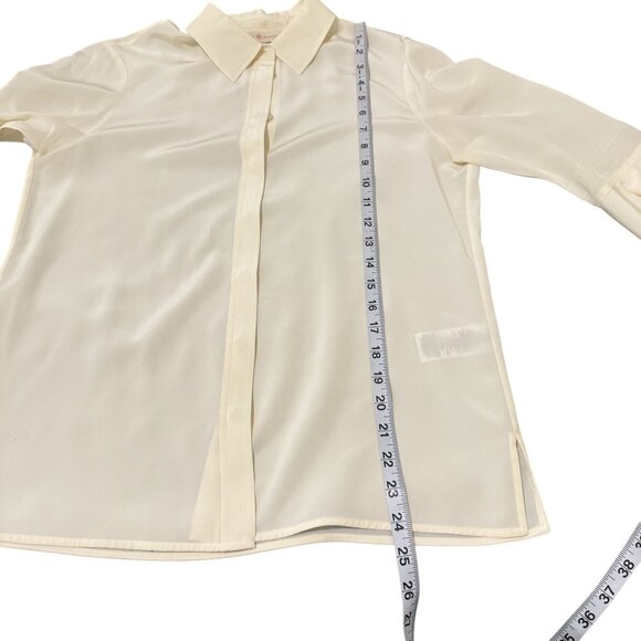 Tory Burch Women's White/Cream 3/4 Bell Sleeve Silk Button Front Blouse Size 4 - Picture 6 of 8